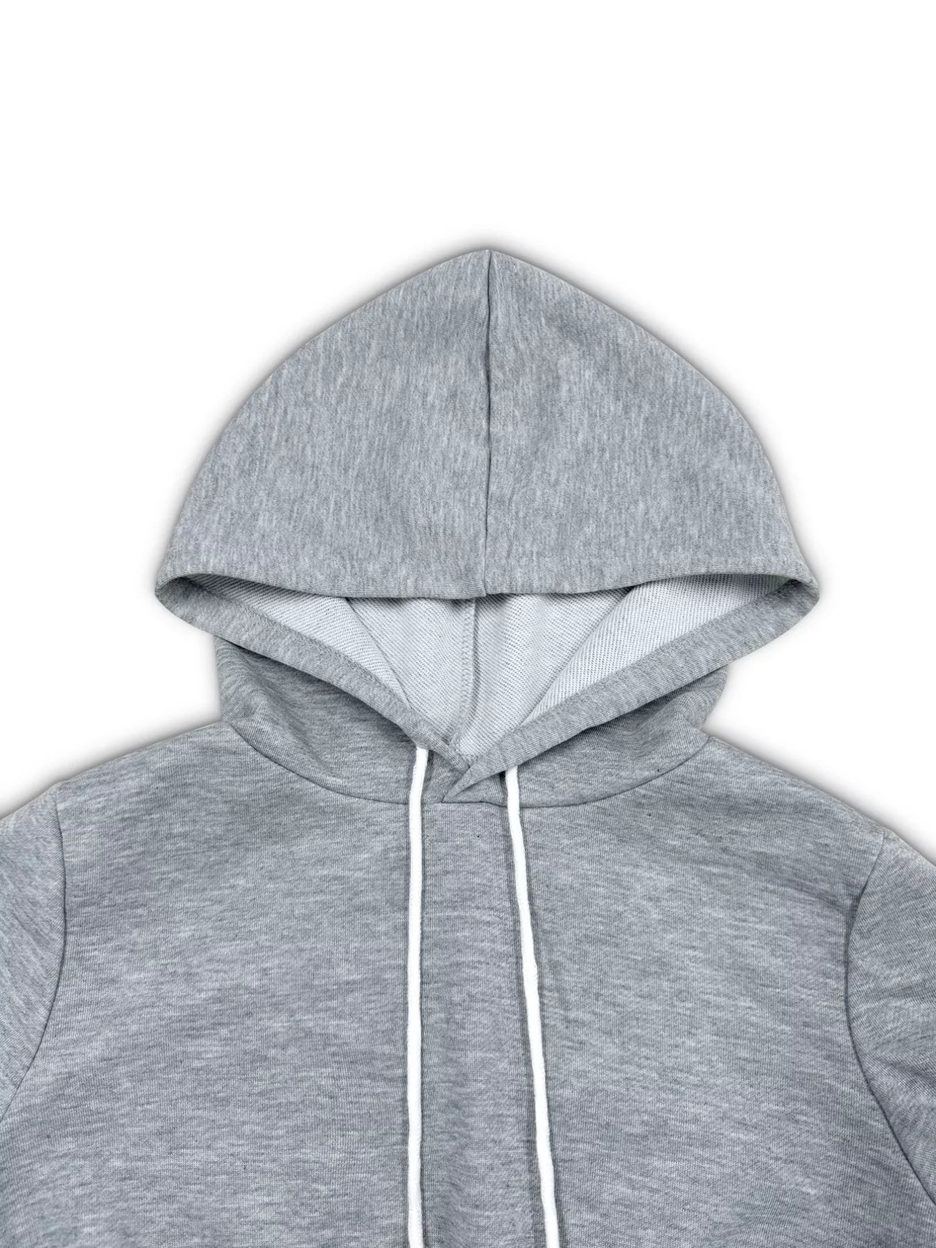 Casual Cropped Hoodie and Wide Leg Pants Set gray hoodie with drawstrings and a hood, perfect for casual wear.