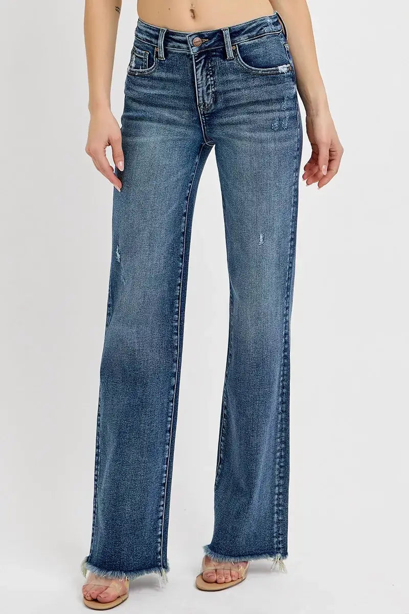 RISEN High Rise Straight Jeans Plus Size, tummy control fit, flattering high-rise, comfortable, versatile style.