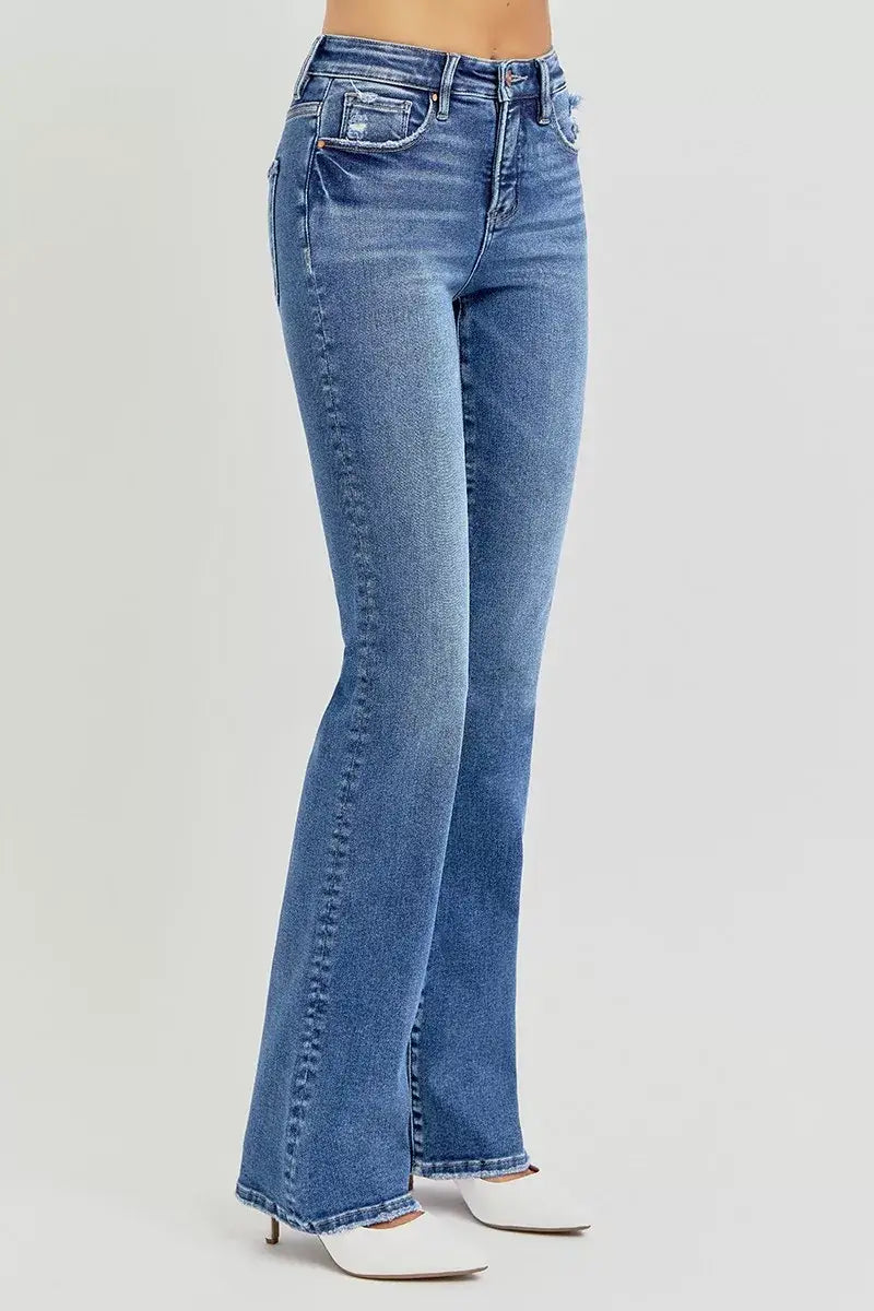 RISEN High Rise Straight Jeans Plus Size, tummy control, straight-leg cut, soft cotton blend, perfect for any outfit.