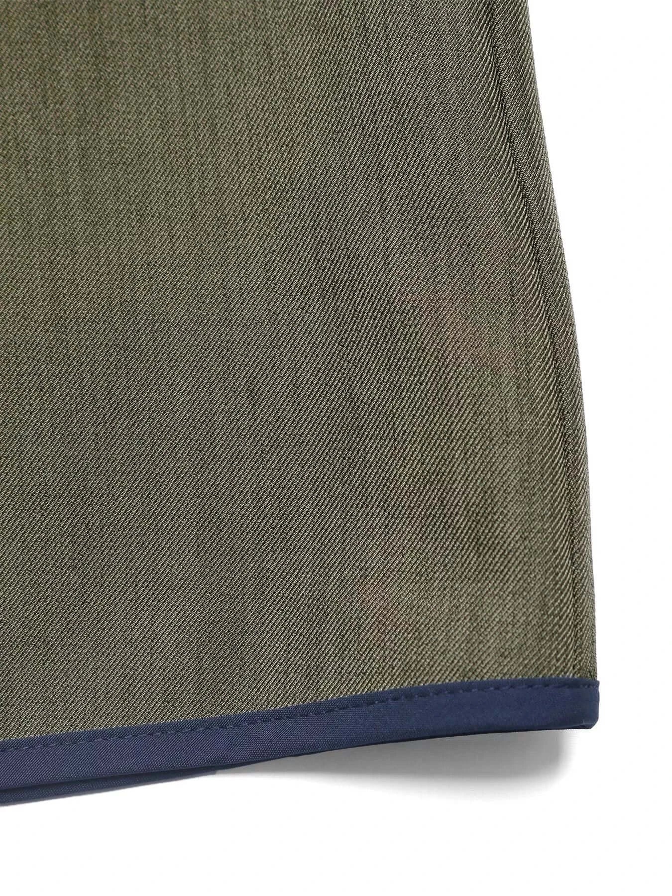 Close-up of the fabric and contrast trim of the Contrast Trim Button-Up Jacket for Women.