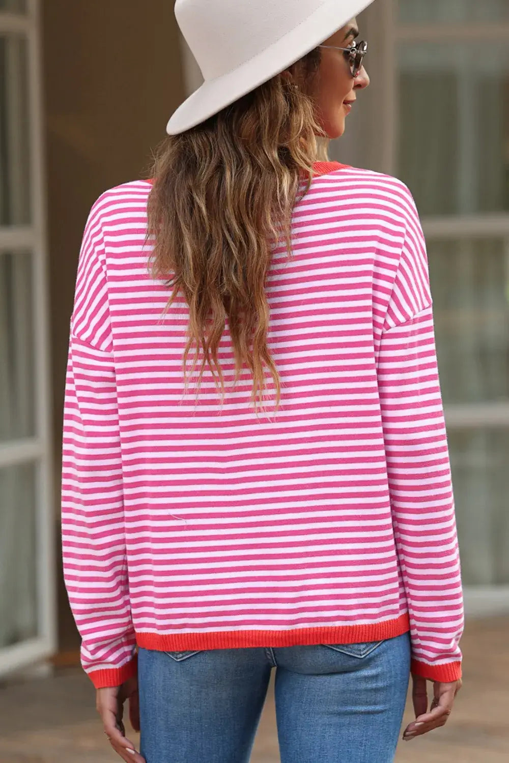 Striped Round Neck Drop Shoulder T-Shirt – Casual & Stylish with relaxed fit and vibrant stripes.