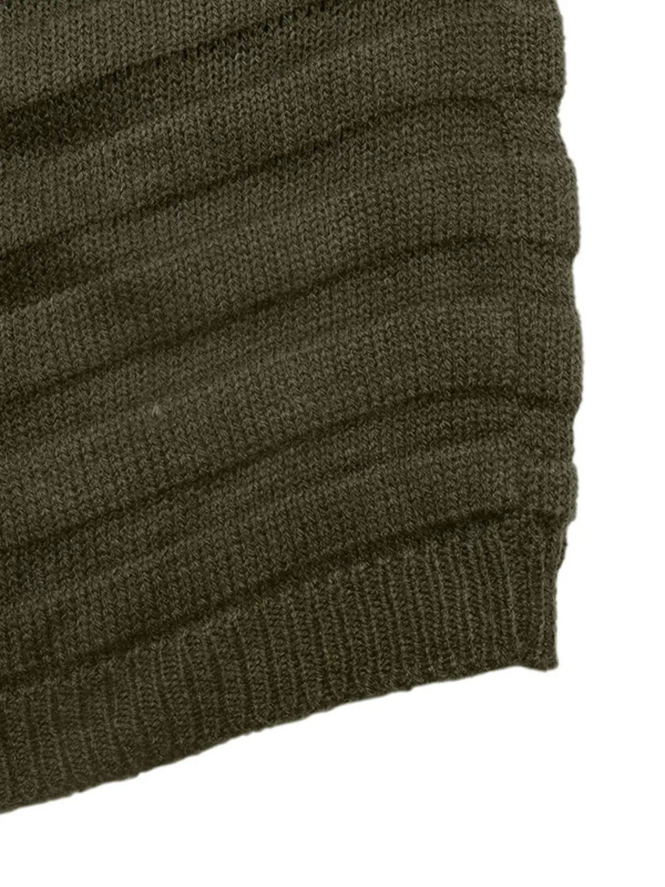 Close-up of the ribbed texture on the Boat Neck Ribbed Long Sleeve Sweater in a chic dark green shade.