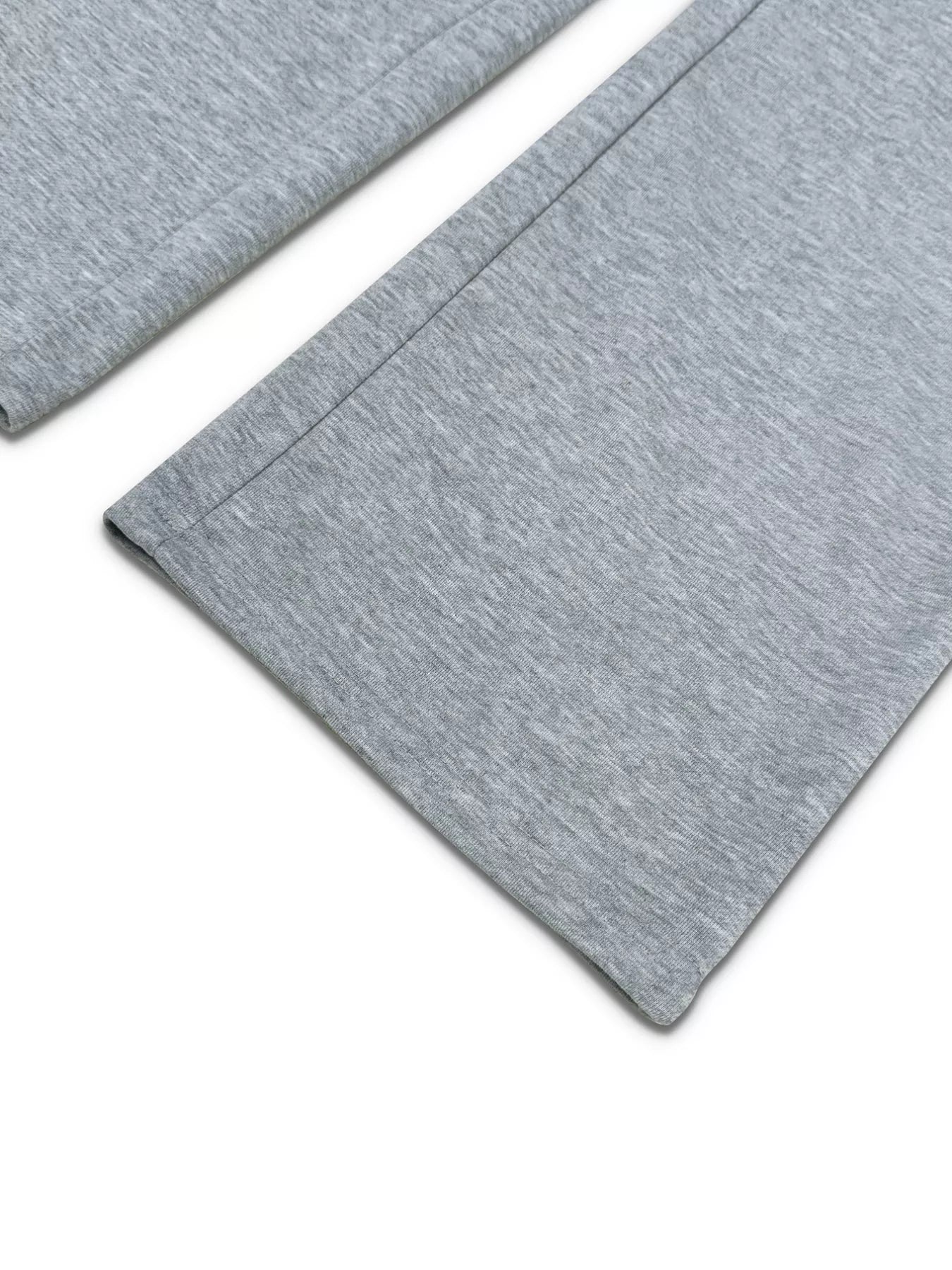 Casual Cropped Hoodie and Wide Leg Pants Set in soft gray fabric showcasing wide-leg design.