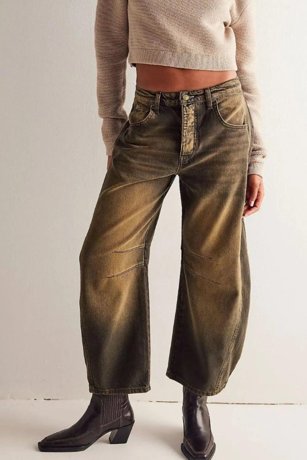 Wide Leg Jeans with Pockets styled for everyday casual wear.
