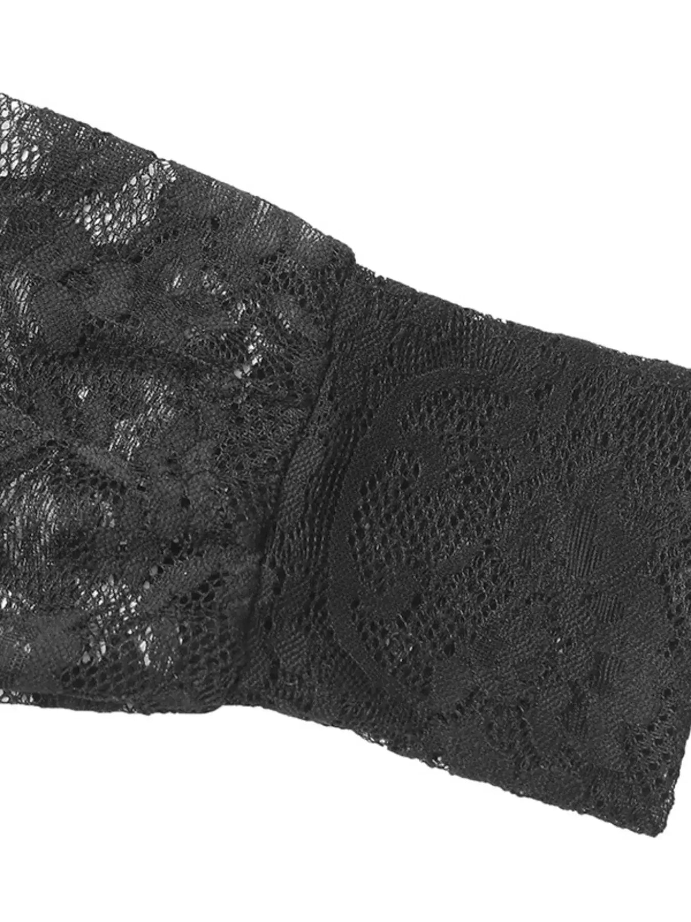 Close-up of delicate lace fabric showcasing the intricate design of the lace long sleeve v-neck bodysuit.