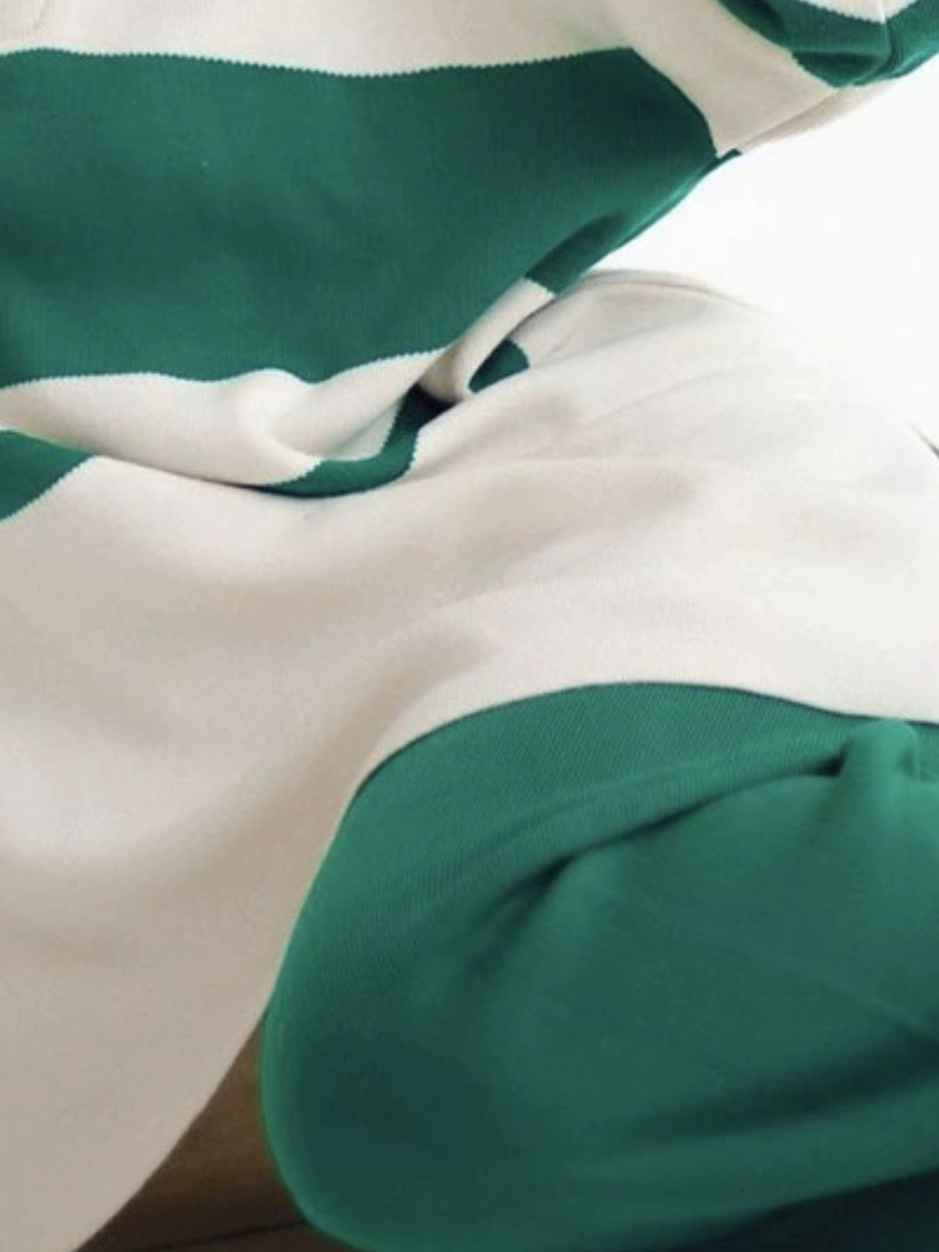 Long Sleeve Top and Pants Sweater Set featuring green and white stripes for a cozy women's lounge outfit