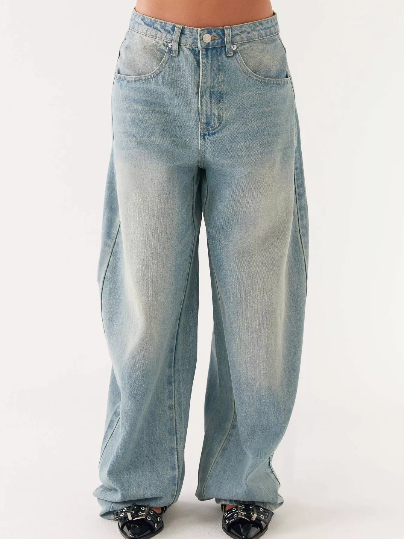 Button Up Denim Jacket and Jeans Set featuring stylish blue jeans with a relaxed fit and classic design.