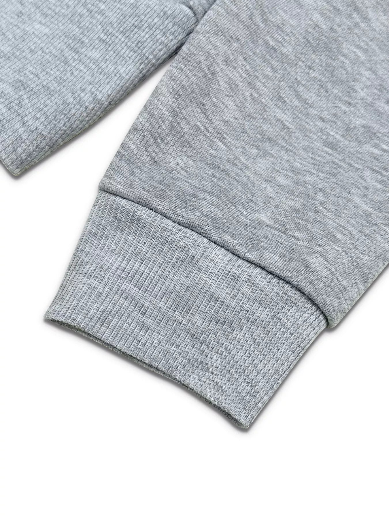Casual Cropped Hoodie and Wide Leg Pants Set cuff detail in soft gray fabric, showcasing sporty and modern design.