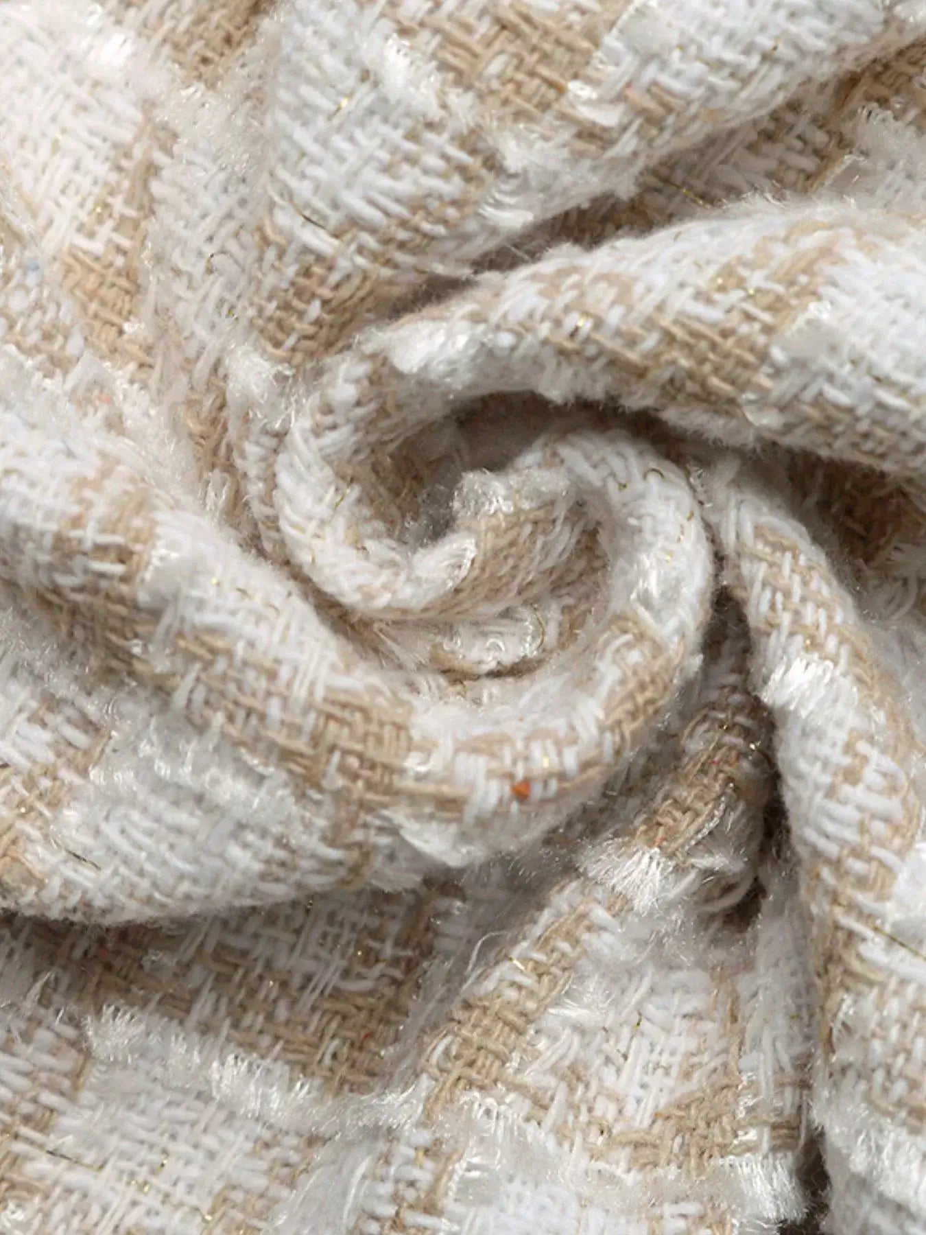Close-up of the fabric texture of the Plaid Button-Front Long Sleeve Outerwear for Women.