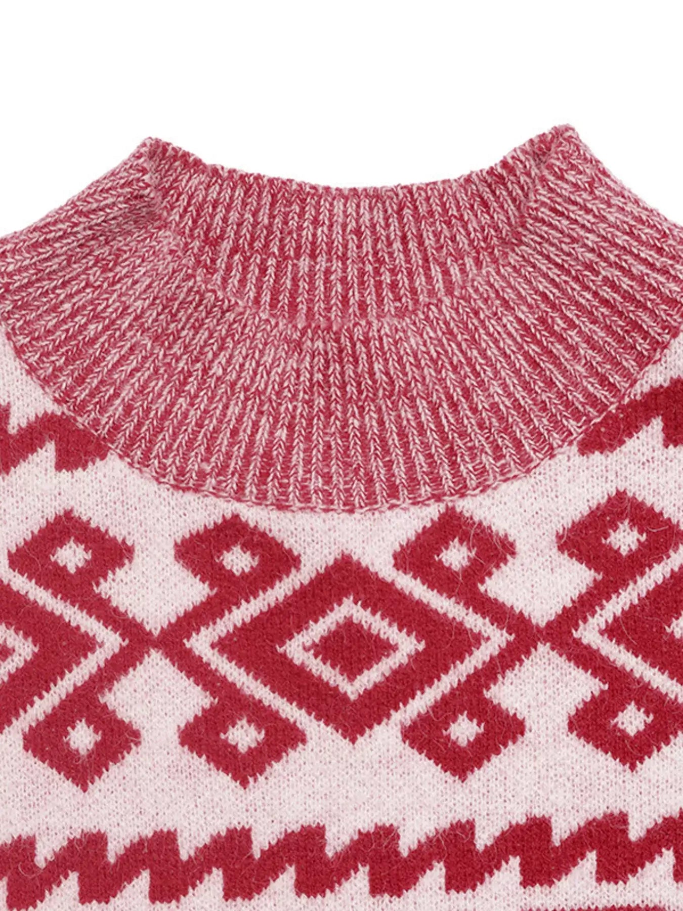 CHEERS Christmas Round Neck Long Sleeve Sweater with festive pattern and cozy red neckline